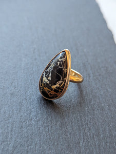 Teardrop White Buffalo + Gold Filled Ring - Size 6