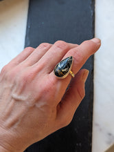Load image into Gallery viewer, Teardrop White Buffalo + Gold Filled Ring - Size 6
