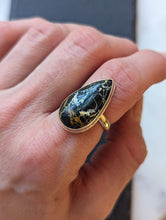 Load image into Gallery viewer, Teardrop White Buffalo + Gold Filled Ring - Size 6
