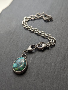Turquoise + Sterling Silver Charm Bracelet