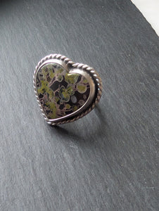 Cherry Blossom Heart + Sterling Silver Ring - Size 7