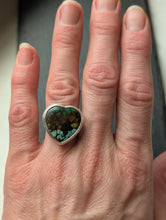 Load image into Gallery viewer, Polychrome Hubei Turquoise Heart + Sterling Silver Ring - Size 6.5
