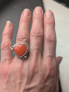 Orange Rosarita Heart +Sterling Silver - Size 6