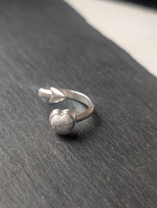 Howlite Heart + Sterling Silver Arrow Rings - Sizes 6.5 and 6.25 (slightly adjustable)