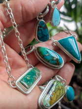 Load image into Gallery viewer, Green Turquoise Bar + Sterling Silver Chain Necklace
