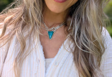 Load image into Gallery viewer, Blue Green Turquoise + Sterling Silver Chain Necklace
