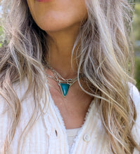 Load image into Gallery viewer, Blue Green Turquoise + Sterling Silver Chain Necklace
