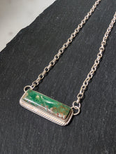 Load image into Gallery viewer, Green Turquoise Bar + Sterling Silver Chain Necklace
