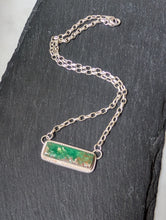 Load image into Gallery viewer, Green Turquoise Bar + Sterling Silver Chain Necklace
