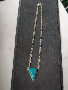 Blue Green Turquoise + Sterling Silver Chain Necklace