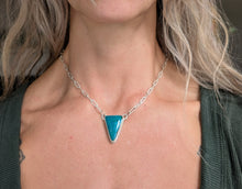 Load image into Gallery viewer, Blue Green Turquoise + Sterling Silver Chain Necklace
