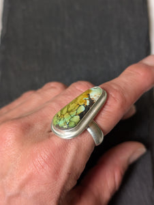 Sterling Silver + Polychrome Turquoise Freeform Size 7.5