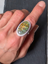 Load image into Gallery viewer, Sterling Silver + Polychrome Turquoise Oval Size 7

