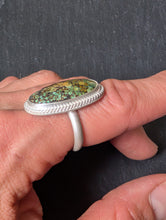 Load image into Gallery viewer, Sterling Silver + Polychrome Turquoise Oval Size 7
