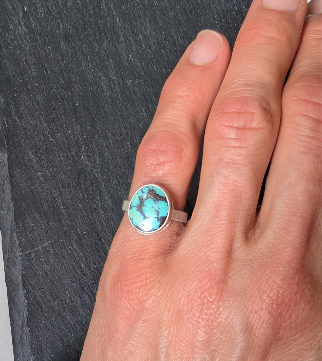 Sterling Silver +Turquoise Pinky Ring Size 4