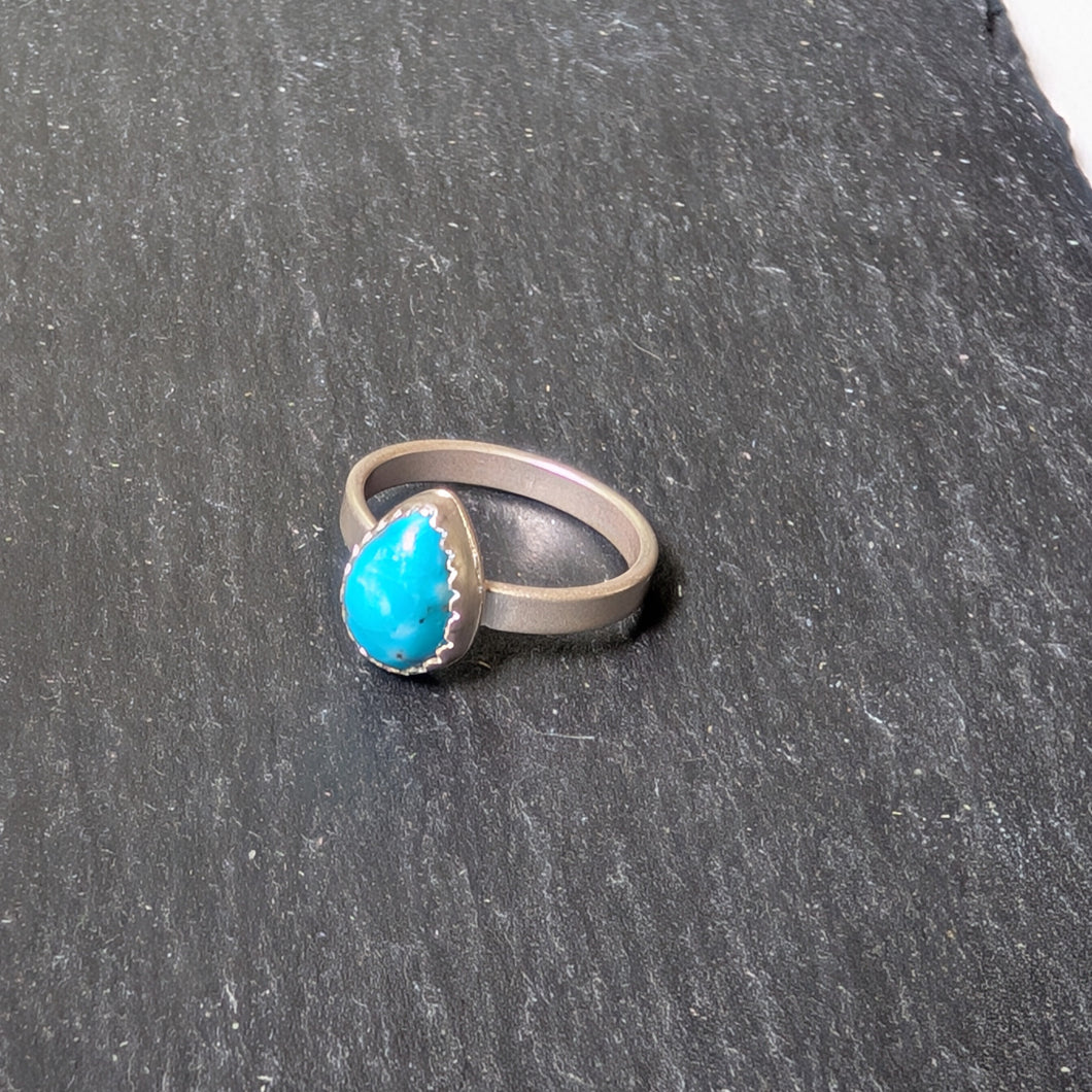 Sterling Silver + Turquoise Teardrop Size 6.25