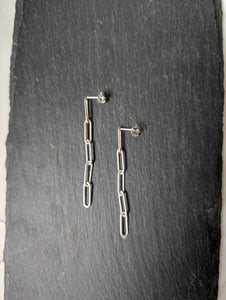Sterling Silver Paperclip Chain Dangle Earrings