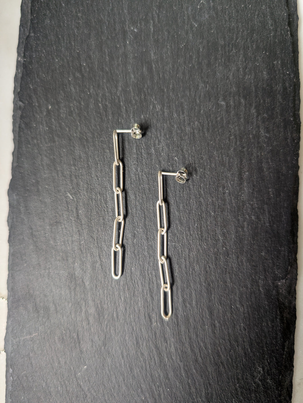 Sterling Silver Paperclip Chain Dangle Earrings
