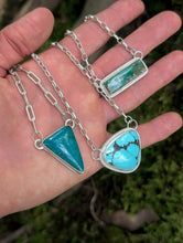 Load image into Gallery viewer, Blue Green Turquoise + Sterling Silver Chain Necklace
