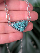 Load image into Gallery viewer, Triangle Turquoise + Sterling Silver Chain Necklace
