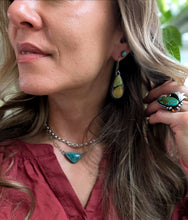 Load image into Gallery viewer, Polychrome Turquoise + Sterling Silver Teardrop Dangle Earrings
