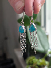 Load image into Gallery viewer, Turquoise + Chain + Sterling Silver Dangle Earrings

