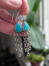 Load image into Gallery viewer, Turquoise + Chain + Sterling Silver Dangle Earrings
