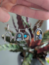 Load image into Gallery viewer, Citrine + Amber + Corundum + Sterling Silver Arch Pendant
