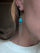 Load image into Gallery viewer, Turquoise + Chain + Sterling Silver Dangle Earrings
