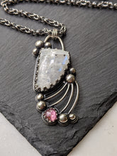 Load image into Gallery viewer, Moonstone + Pink Tourmaline + Sterling Silver Necklace
