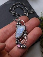 Load image into Gallery viewer, Moonstone + Pink Tourmaline + Sterling Silver Necklace
