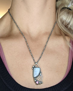 Moonstone + Pink Tourmaline + Sterling Silver Necklace