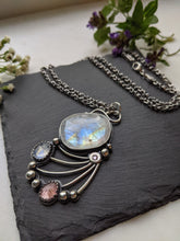Load image into Gallery viewer, Moonstone + Pink Tourmaline + Alexandrite + Sterling Silver Necklace
