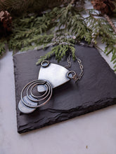Load image into Gallery viewer, Rutilated Quartz+ Vintage Red Cross Pin + Sterling Silver Statement Necklace
