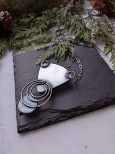 Rutilated Quartz+ Vintage Red Cross Pin + Sterling Silver Statement Necklace
