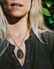 Load image into Gallery viewer, Deep Brown and Green Hubei + Sterling Silver Necklace
