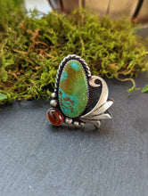 Load image into Gallery viewer, Polychrome Hubei Turquoise + Baltic Amber + Sterling Silver Ring - Size 5.75
